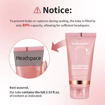 Collagen Night Wrapping Mask Elasticity Hydration Care Reduces Sagging & Dullness Hydrolyzed Collagen for Glowing Skin